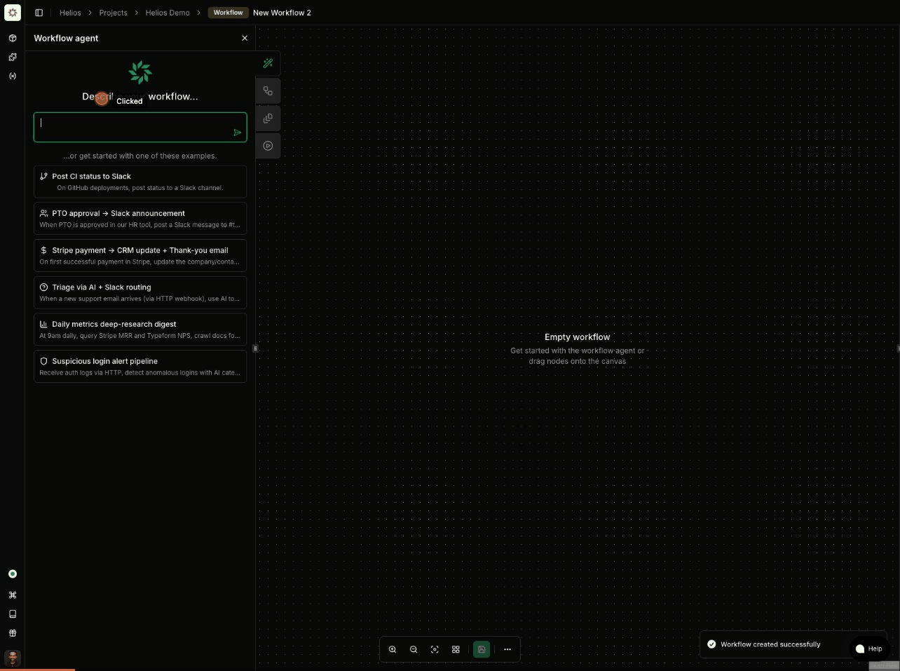 Helios AI assistant conversation