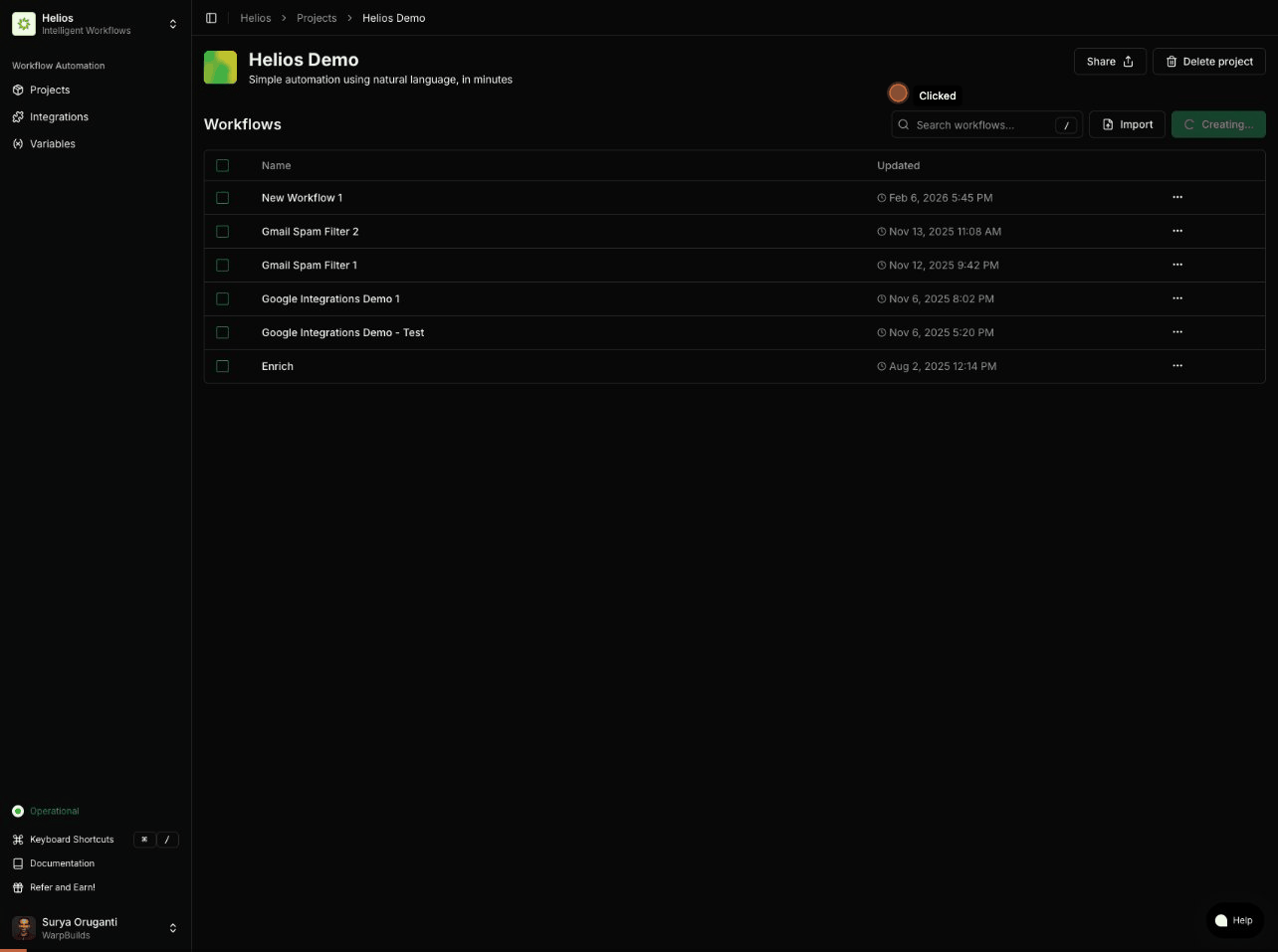 Helios custom app dashboard